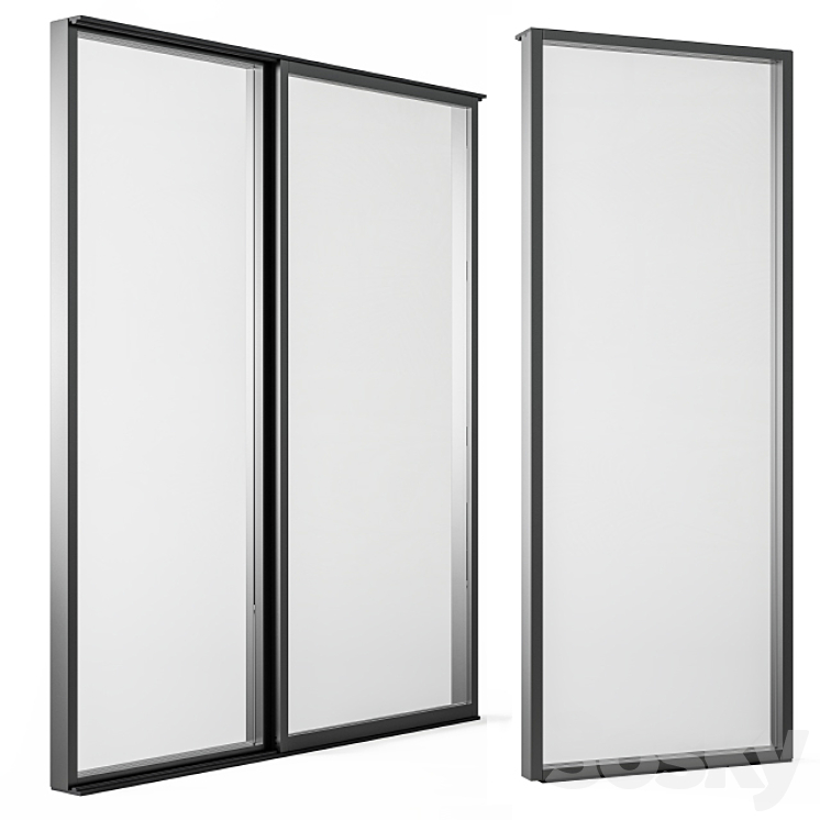 Sliding Black Metal Window Modern – Windows Set 05 3DS Max Model - thumbnail 2