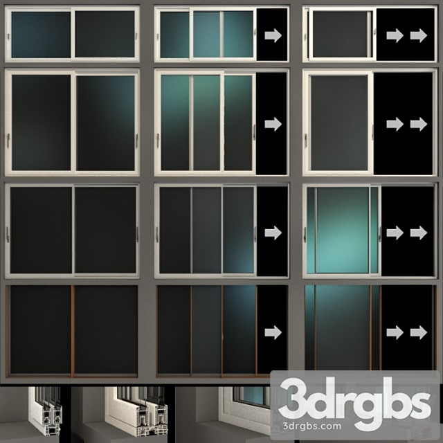 Sliding stained glass aluminum windows 3 3dsmax Download - thumbnail 1