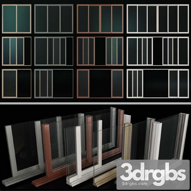 Sliding stained glass aluminum windows 3dsmax Download - thumbnail 1