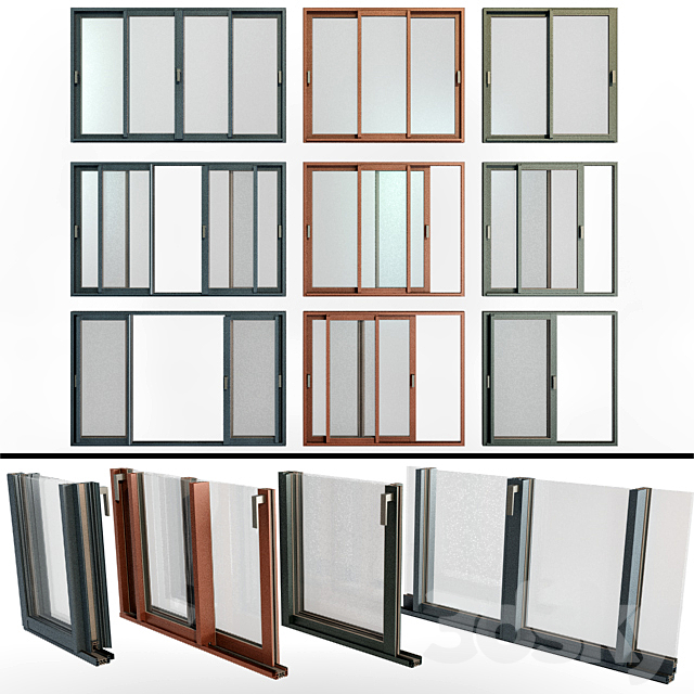 Sliding Stained Glass Aluminum Windows _ Sliding Stained Glass Aluminum Windows 3ds Max - thumbnail 1