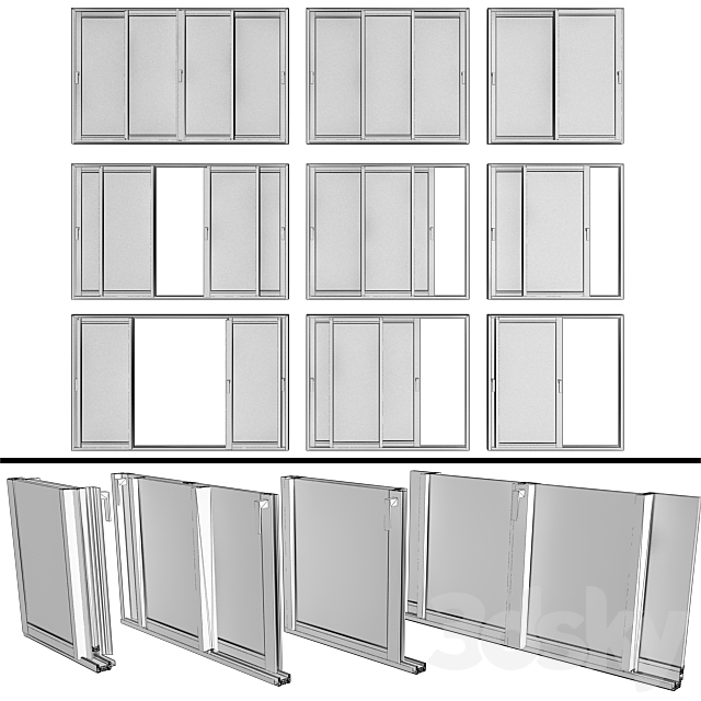 Sliding Stained Glass Aluminum Windows _ Sliding Stained Glass Aluminum Windows 3ds Max - thumbnail 2