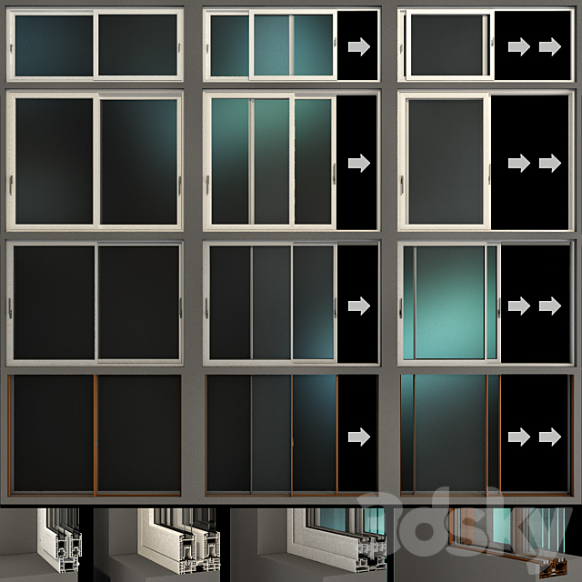 Sliding Stained Glass Aluminum Windows _ Sliding Stained Glass Aluminum Windows 3DSMax File - thumbnail 1