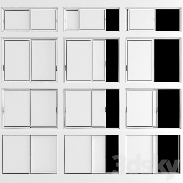 Sliding Stained Glass Aluminum Windows _ Sliding Stained Glass Aluminum Windows 3DSMax File - thumbnail 3