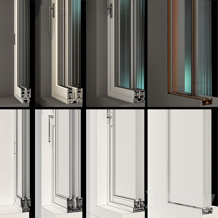 Sliding Stained Glass Aluminum Windows \/ Sliding Stained Glass Aluminum Windows 3DS Max - thumbnail 2