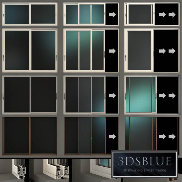 Sliding Stained Glass Aluminum Windows \/ Sliding Stained Glass Aluminum Windows 3DS Max - thumbnail 3