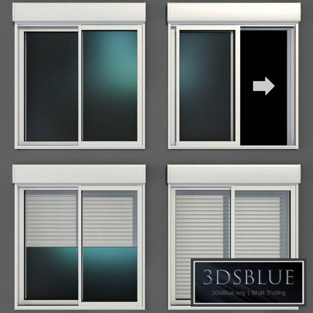 Sliding stained glass windows with roller shutters 3DS Max - thumbnail 3