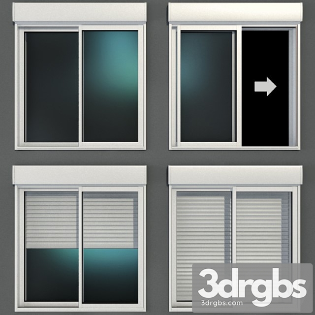 Sliding stained glass windows with roller shutters 3dsmax Download - thumbnail 1