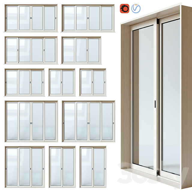 Sliding windows and doors 3DSMax File - thumbnail 1