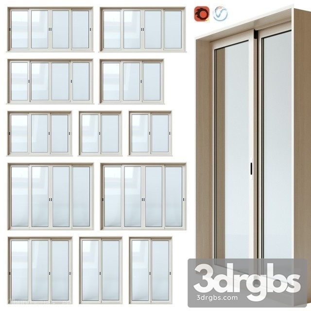 Sliding Windows Door 3dsmax Download - thumbnail 1