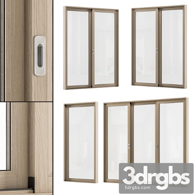 Sliding wooden window modern – windows set 02 - thumbnail 1