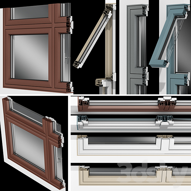 Stained aluminum windows 3DS Max Model - thumbnail 2