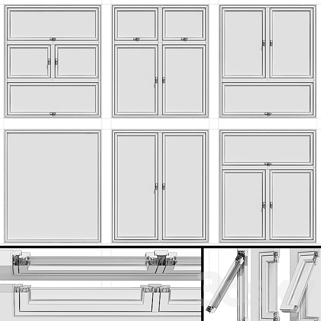 Stained aluminum windows 3DS Max Model - thumbnail 7