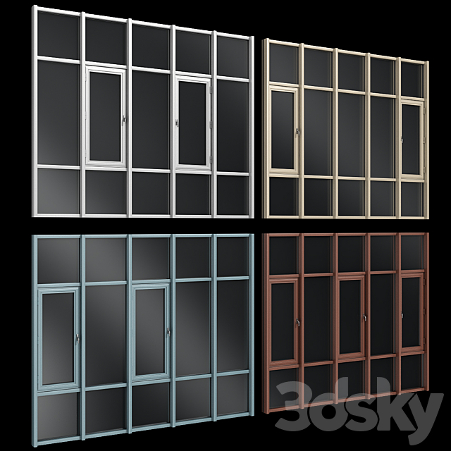 Stained glass aluminum windows 3ds Max - thumbnail 3