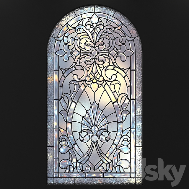 Stained glass for windows with arch 3ds Max - thumbnail 1