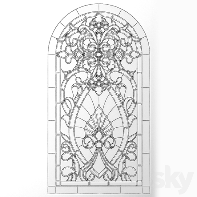 Stained glass for windows with arch 3ds Max - thumbnail 2