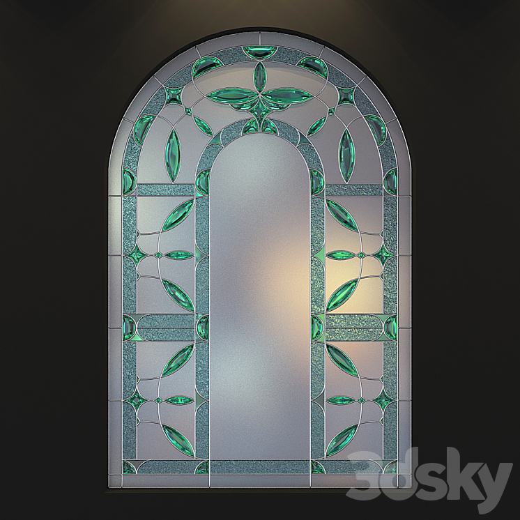 Stained glass for windows with arch 3DS Max - thumbnail 2