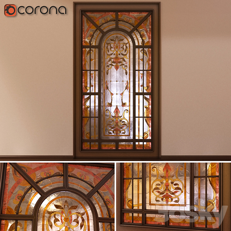 Stained Glass "Garden" 3DS Max - thumbnail 1