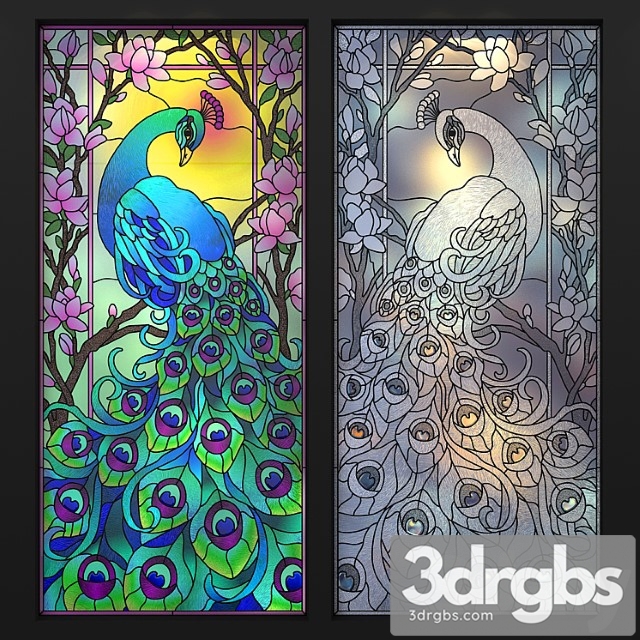 Stained glass Peacock 1 3dsmax Download - thumbnail 1