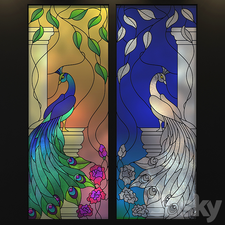 Stained Glass Peacock 3DS Max - thumbnail 1