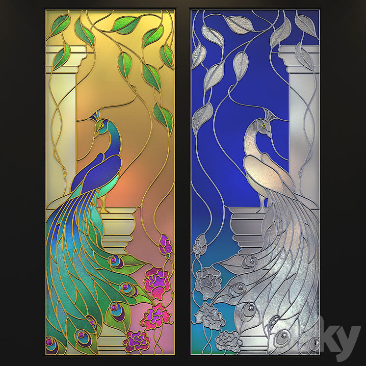 Stained Glass Peacock 3DS Max - thumbnail 2