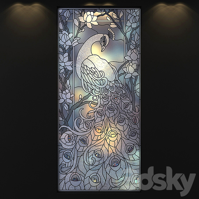 Stained Glass Peacock 3DS Max Model - thumbnail 2