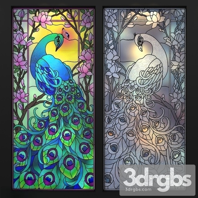 Stained Glass Peacock 3dsmax Download - thumbnail 1