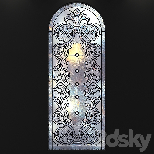 Stained glass window with an arch 3ds Max - thumbnail 1