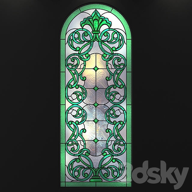 Stained glass window with an arch 3ds Max - thumbnail 2