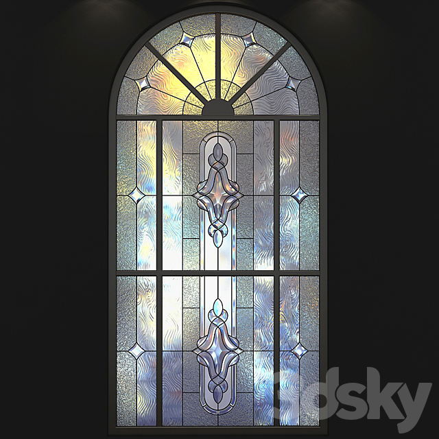 Stained-glass window with an arch 3ds Max - thumbnail 1