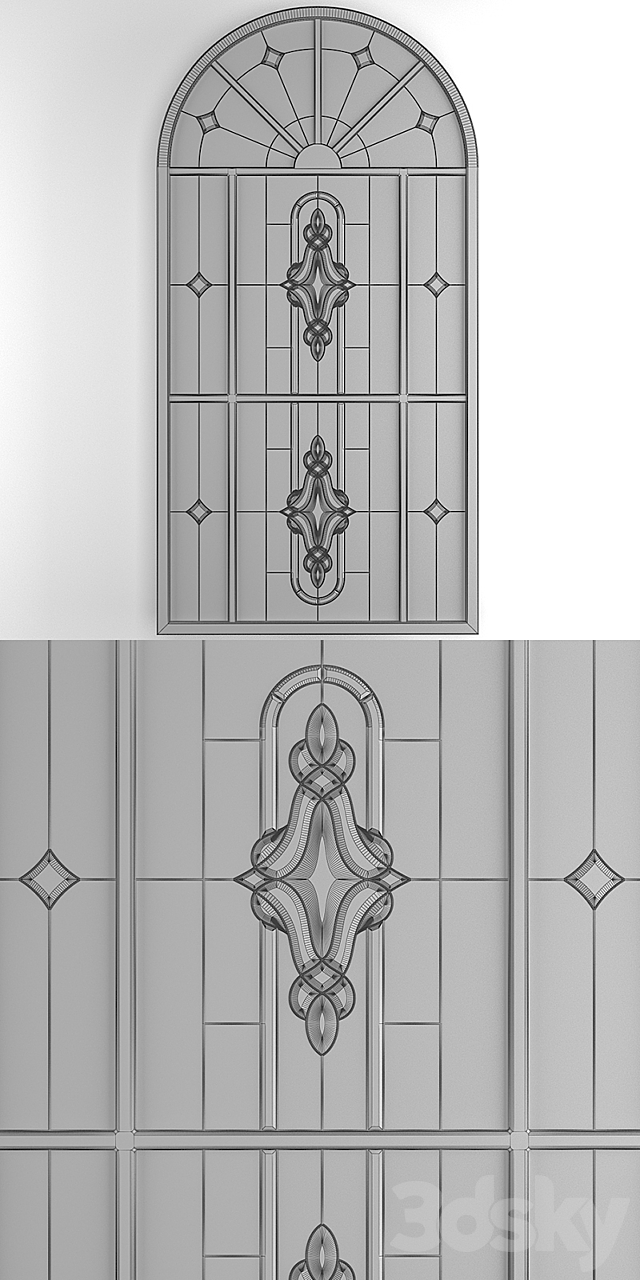 Stained-glass window with an arch 3ds Max - thumbnail 3