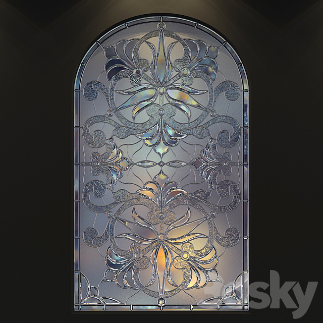 Stained glass window with arch 3DS Max Model - thumbnail 2