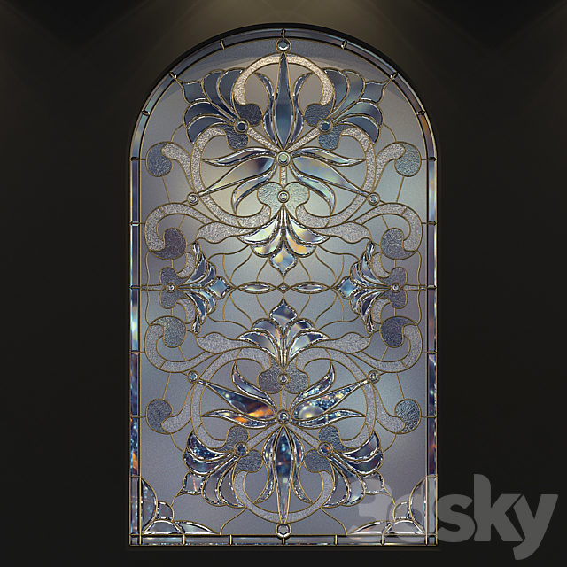 Stained glass window with arch 3DS Max Model - thumbnail 3