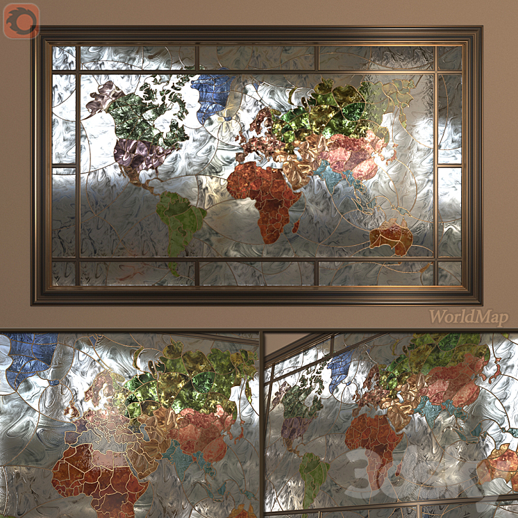 Stained Glass World map (World Map stained-glass window) 3DS Max - thumbnail 1