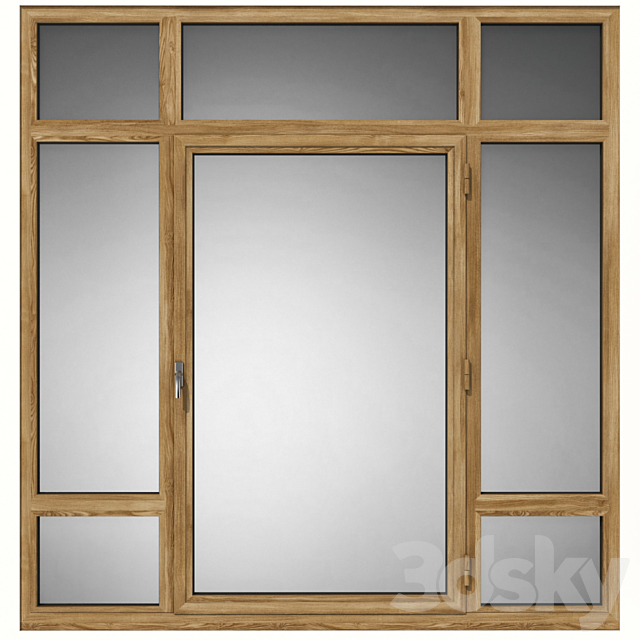 Swing stained-glass wooden windows 3ds Max - thumbnail 3