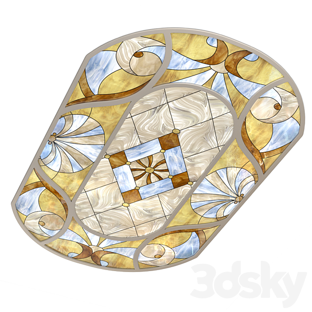 Tiffany stained glass ceiling 3ds Max - thumbnail 2