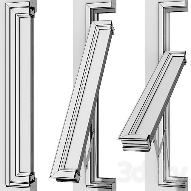 Top swing hinged wooden metal window 3DS Max Model - thumbnail 7