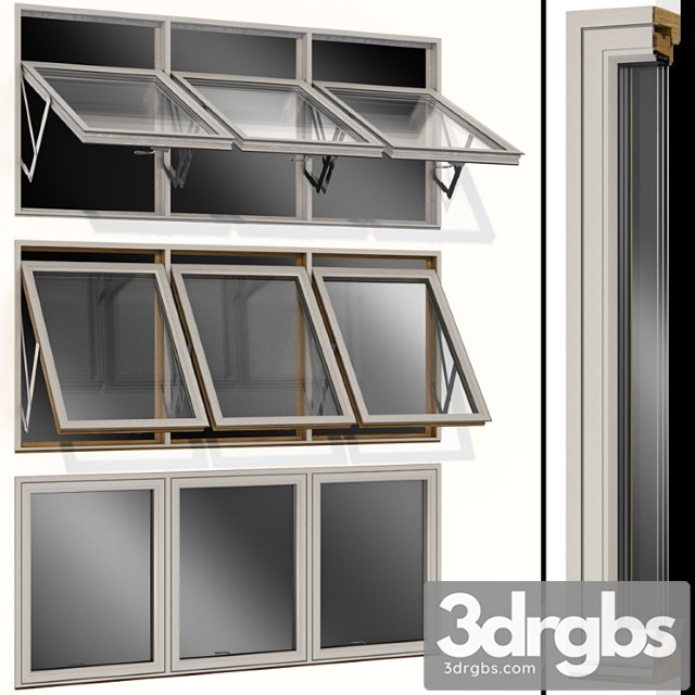 Top swing hinged wooden metal window - thumbnail 1