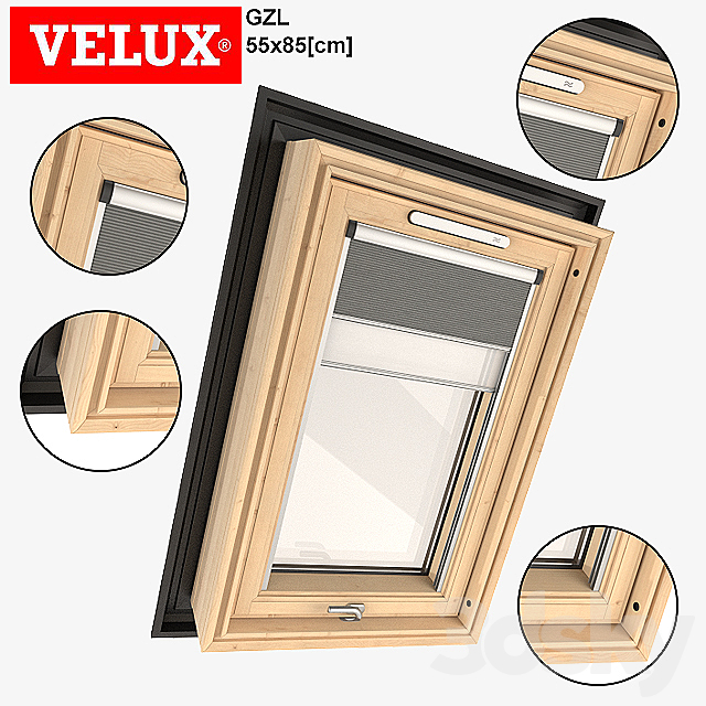 VELUX roof window GZL 3ds Max - thumbnail 1