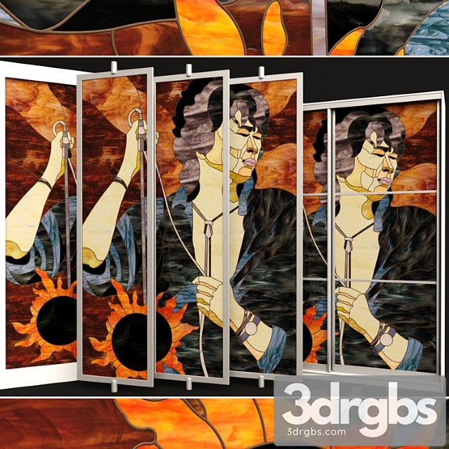 Viktor Tsoi Stained Glass Window 3dsmax Download - thumbnail 1