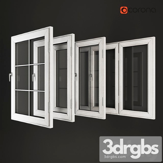 White wood windows 3dsmax Download - thumbnail 1