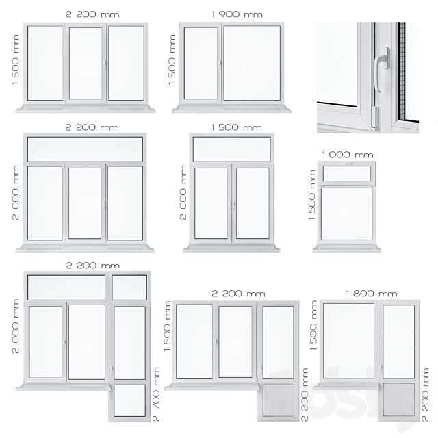 Window Set 1 3DS Max Model - thumbnail 2