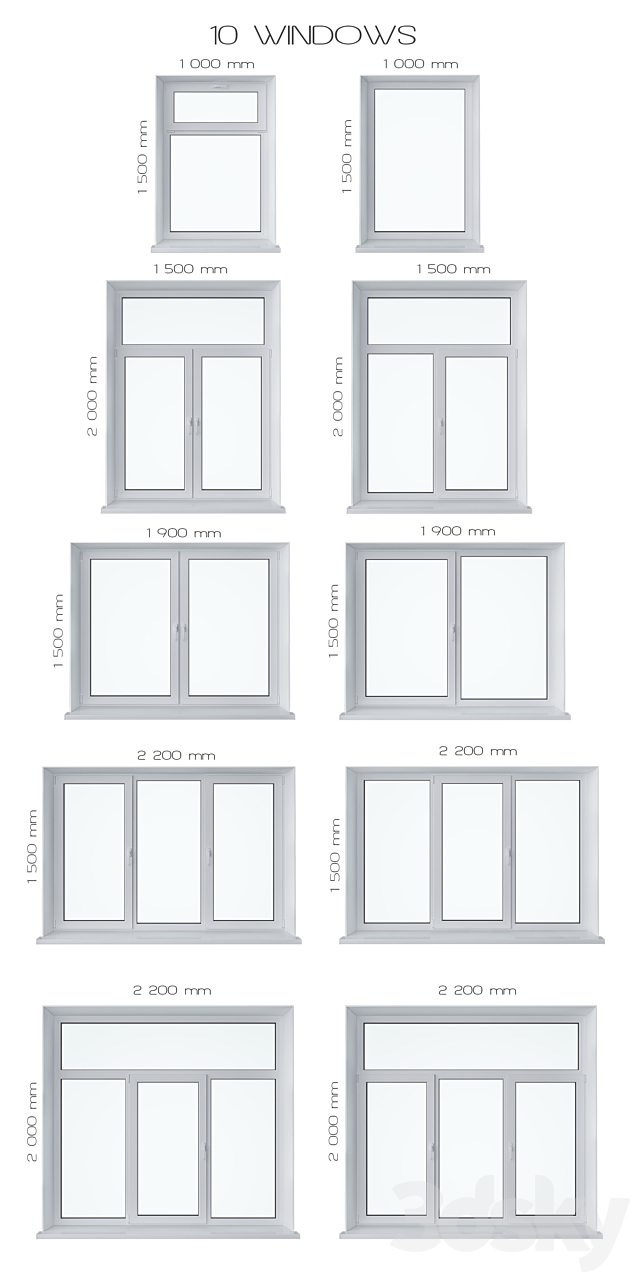 Window Set 4 3DS Max Model - thumbnail 2