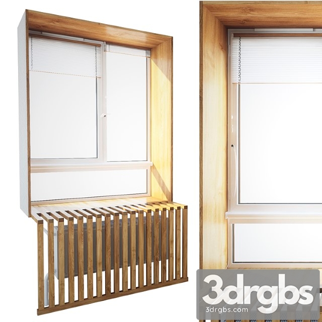 Window with wooden slopes 3dsmax Download - thumbnail 1