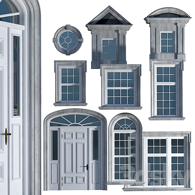 Windows and doors in the British classical style 3ds Max - thumbnail 1