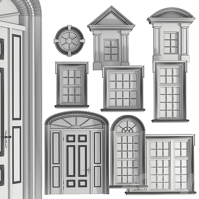 Windows and doors in the British classical style 3ds Max - thumbnail 3