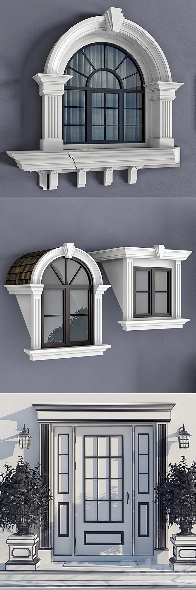 Windows and doors in the style of modern classics 3DSMax File - thumbnail 3