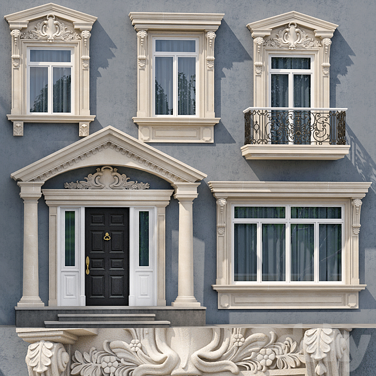 Windows and doors in the style of modern classics 5 3DS Max - thumbnail 1