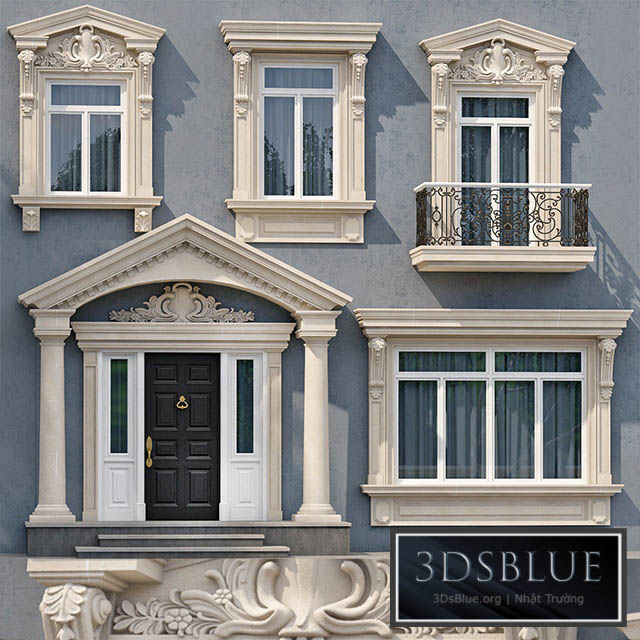 Windows and doors in the style of modern classics 5 3DS Max - thumbnail 3