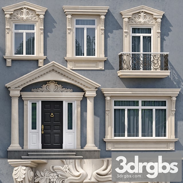 Windows and doors in the style of modern classics 5 3dsmax Download - thumbnail 1