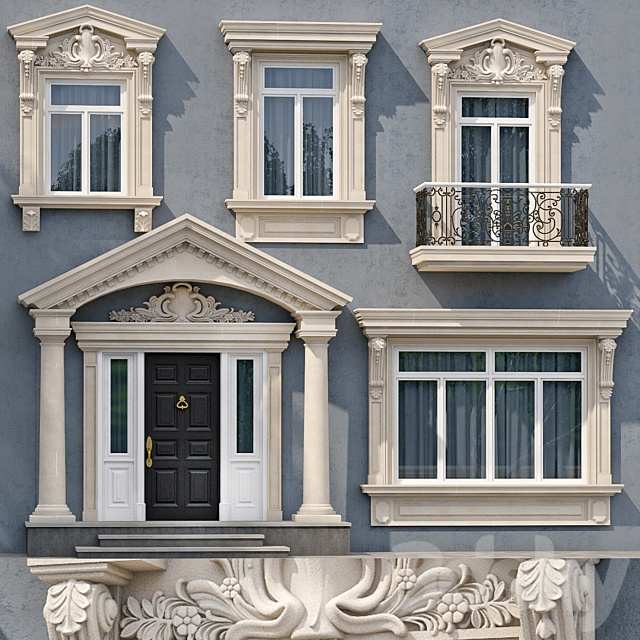 Windows and doors in the style of modern classics 5 3DSMax File - thumbnail 1